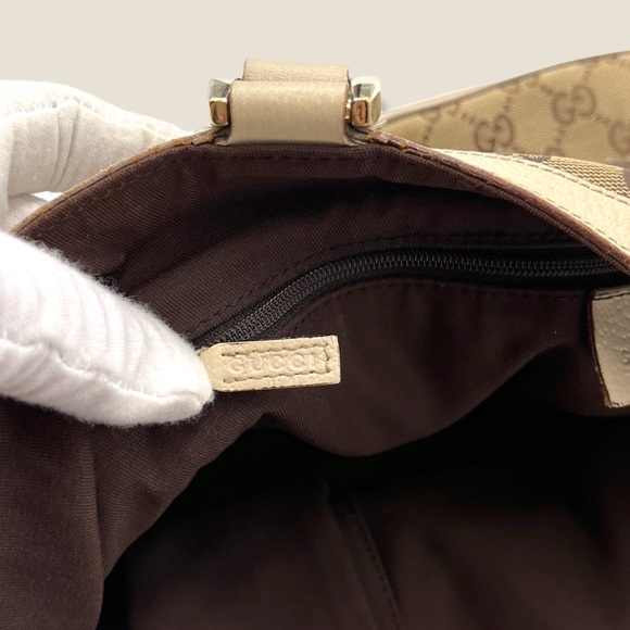 ✨SOLD✨Authentic Gucci GG Canvas Abbey Pocket Tote with Beige/Cream Leather Trim - Picture 8 of 13